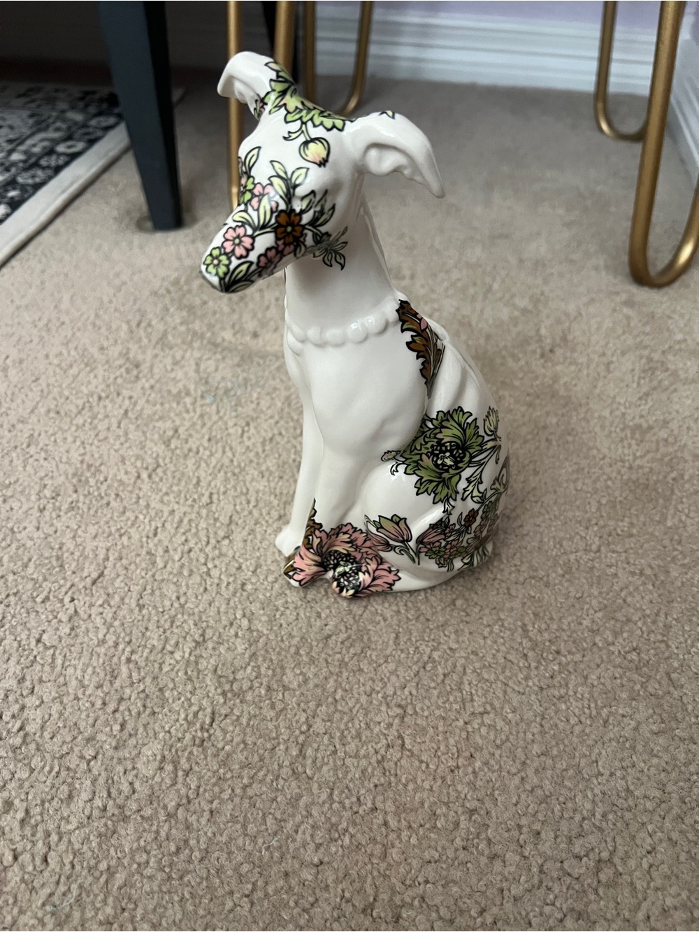 Anthropologie Floral Whippet Dog Vase